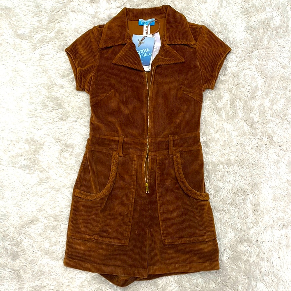 Show me your MuMu. Rich brown Velvet romper. Never worn tags still attached.